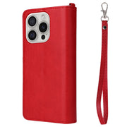 For iPhone 16 Pro Solid Color 2 in 1 Zipper Shockproof Phone Case(Red)