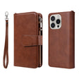 For iPhone 16 Pro Solid Color 2 in 1 Zipper Shockproof Phone Case(Brown) - iPhone 16 Pro Cases by PMC TechLife | Online Shopping South Africa | PMC TechLife | Buy Now Pay Later Mobicred