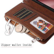 For iPhone 16 Pro Solid Color 2 in 1 Zipper Shockproof Phone Case(Brown)