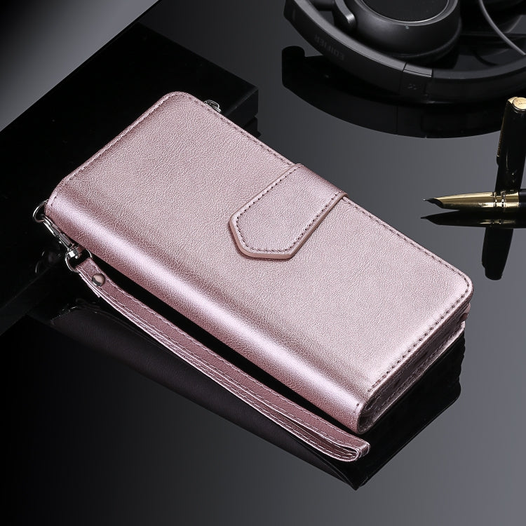 For iPhone 16 Pro Solid Color 2 in 1 Zipper Shockproof Phone Case(Rose Gold)