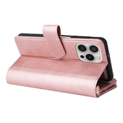 For iPhone 16 Pro Solid Color 2 in 1 Zipper Shockproof Phone Case(Rose Gold)