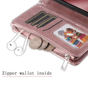 For iPhone 16 Pro Solid Color 2 in 1 Zipper Shockproof Phone Case(Rose Gold)