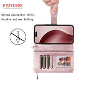 For iPhone 16 Pro Solid Color 2 in 1 Zipper Shockproof Phone Case(Rose Gold)