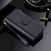 For iPhone 16 Plus Solid Color 2 in 1 Zipper Shockproof Phone Case(Black)