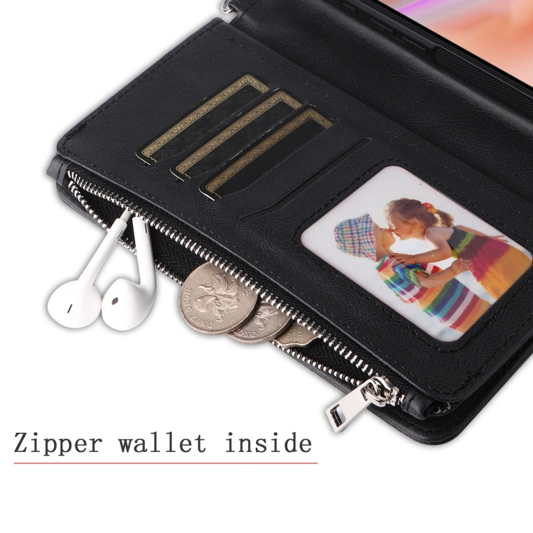 For iPhone 16 Plus Solid Color 2 in 1 Zipper Shockproof Phone Case(Black)