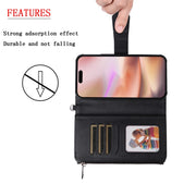 For iPhone 16 Plus Solid Color 2 in 1 Zipper Shockproof Phone Case(Black)