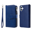 For iPhone 16 Plus Solid Color 2 in 1 Zipper Shockproof Phone Case(Blue) - free shipping - PMC TechLife - Order now!