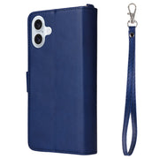 For iPhone 16 Plus Solid Color 2 in 1 Zipper Shockproof Phone Case(Blue)