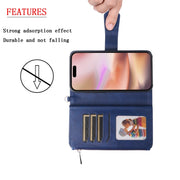 For iPhone 16 Plus Solid Color 2 in 1 Zipper Shockproof Phone Case(Blue)