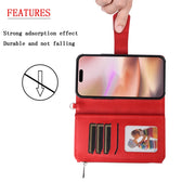 For iPhone 16 Plus Solid Color 2 in 1 Zipper Shockproof Phone Case(Red)