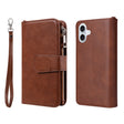 For iPhone 16 Plus Solid Color 2 in 1 Zipper Shockproof Phone Case(Brown) - free shipping - PMC TechLife - Order now!