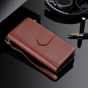 For iPhone 16 Plus Solid Color 2 in 1 Zipper Shockproof Phone Case(Brown)