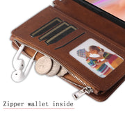 For iPhone 16 Plus Solid Color 2 in 1 Zipper Shockproof Phone Case(Brown)