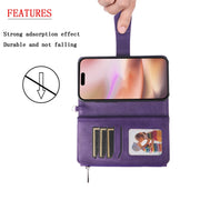 For iPhone 16 Plus Solid Color 2 in 1 Zipper Shockproof Phone Case(Purple)