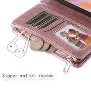 For iPhone 16 Plus Solid Color 2 in 1 Zipper Shockproof Phone Case(Rose Gold)