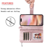 For iPhone 16 Plus Solid Color 2 in 1 Zipper Shockproof Phone Case(Rose Gold)