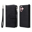 For iPhone 16 Solid Color 2 in 1 Zipper Shockproof Phone Case(Black) - iPhone 16 Cases by PMC TechLife | Online Shopping South Africa | PMC TechLife | Buy Now Pay Later Mobicred