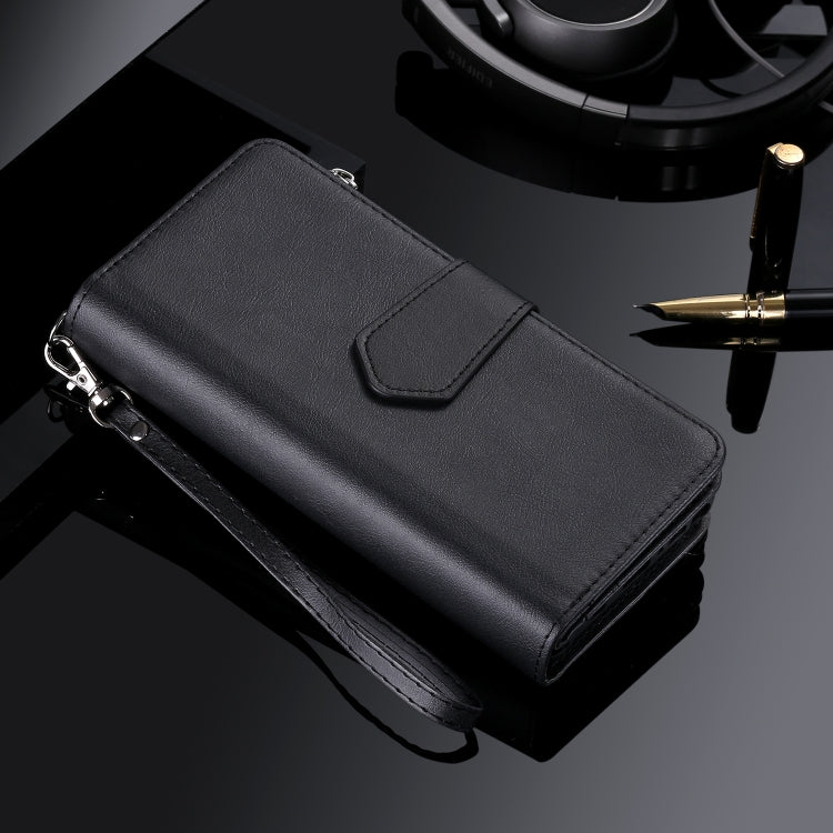 For iPhone 16 Solid Color 2 in 1 Zipper Shockproof Phone Case(Black)