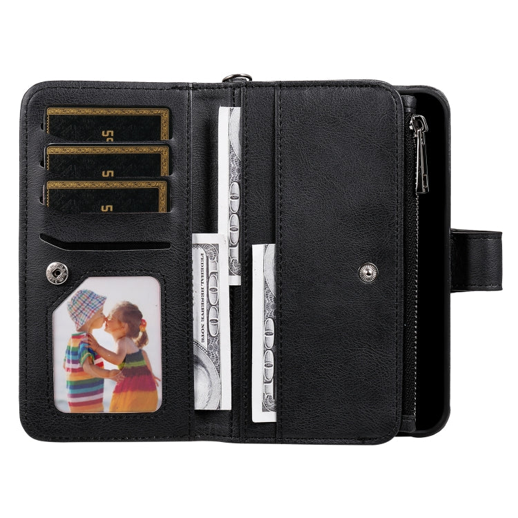 For iPhone 16 Solid Color 2 in 1 Zipper Shockproof Phone Case(Black)