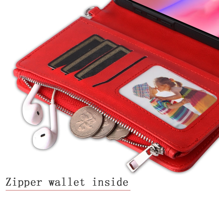 For iPhone 16 Solid Color 2 in 1 Zipper Shockproof Phone Case(Red)