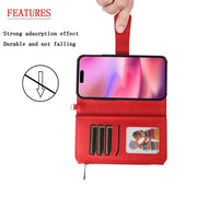 For iPhone 16 Solid Color 2 in 1 Zipper Shockproof Phone Case(Red)