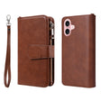 For iPhone 16 Solid Color 2 in 1 Zipper Shockproof Phone Case(Brown) - iPhone 16 Cases by PMC TechLife | Online Shopping South Africa | PMC TechLife | Buy Now Pay Later Mobicred