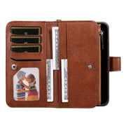 For iPhone 16 Solid Color 2 in 1 Zipper Shockproof Phone Case(Brown)