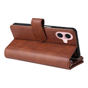 For iPhone 16 Solid Color 2 in 1 Zipper Shockproof Phone Case(Brown)