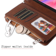 For iPhone 16 Solid Color 2 in 1 Zipper Shockproof Phone Case(Brown)