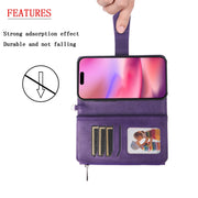 For iPhone 16 Solid Color 2 in 1 Zipper Shockproof Phone Case(Purple)