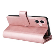For iPhone 16 Solid Color 2 in 1 Zipper Shockproof Phone Case(Rose Gold)
