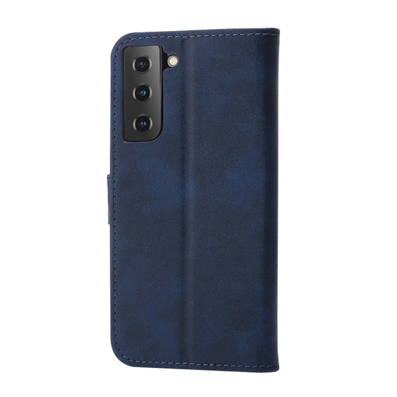 For Samsung Galaxy S25 5G Embossed Happy Cat Pattern Flip Leather Phone Case(Blue)