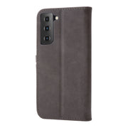 For Samsung Galaxy S25 5G Embossed Happy Cat Pattern Flip Leather Phone Case(Grey)