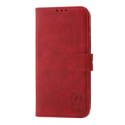 For Samsung Galaxy S25+ 5G Embossed Happy Cat Pattern Flip Leather Phone Case(Red)