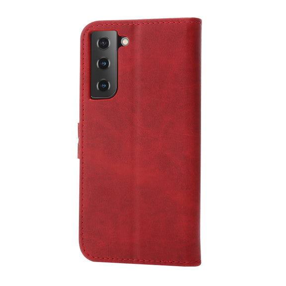 For Samsung Galaxy S25+ 5G Embossed Happy Cat Pattern Flip Leather Phone Case(Red)