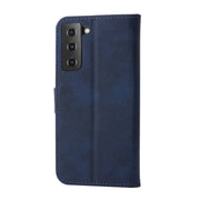 For Samsung Galaxy S25+ 5G Embossed Happy Cat Pattern Flip Leather Phone Case(Blue)