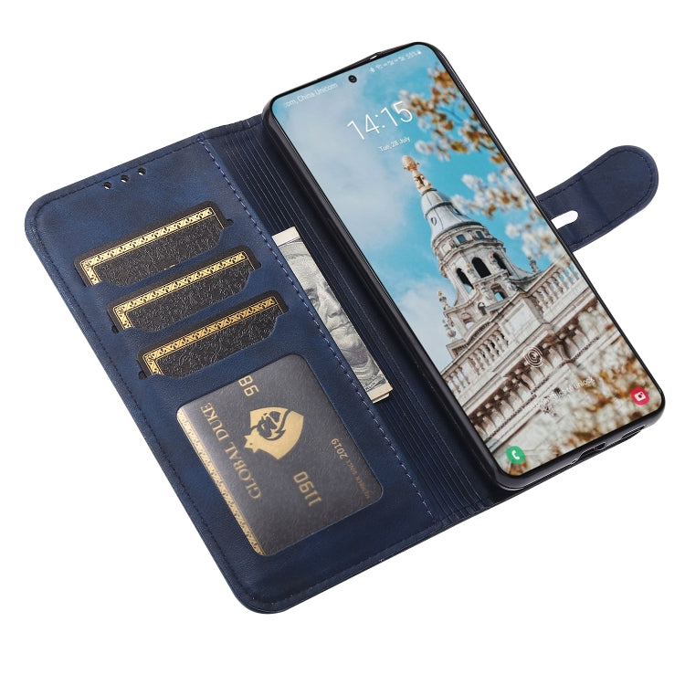 For Samsung Galaxy S25+ 5G Embossed Happy Cat Pattern Flip Leather Phone Case(Blue)