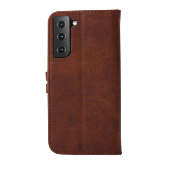 For Samsung Galaxy S25+ 5G Embossed Happy Cat Pattern Flip Leather Phone Case(Brown)