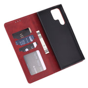 For Samsung Galaxy S25 Ultra 5G Embossed Happy Cat Pattern Flip Leather Phone Case(Red)