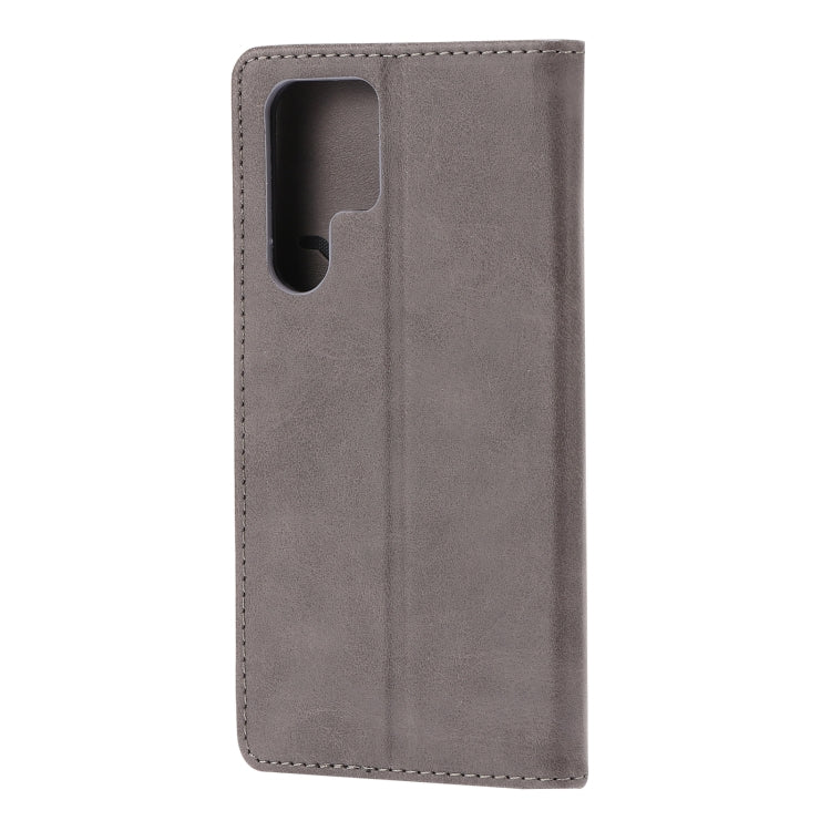 For Samsung Galaxy S25 Ultra 5G Embossed Happy Cat Pattern Flip Leather Phone Case(Grey)