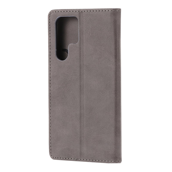 For Samsung Galaxy S25 Ultra 5G Embossed Happy Cat Pattern Flip Leather Phone Case(Grey)