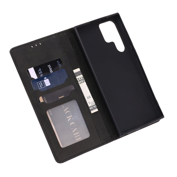For Samsung Galaxy S25 Ultra 5G Embossed Happy Cat Pattern Flip Leather Phone Case(Black)