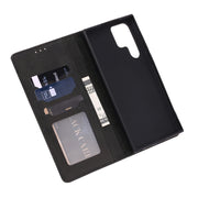For Samsung Galaxy S25 Ultra 5G Embossed Happy Cat Pattern Flip Leather Phone Case(Black)