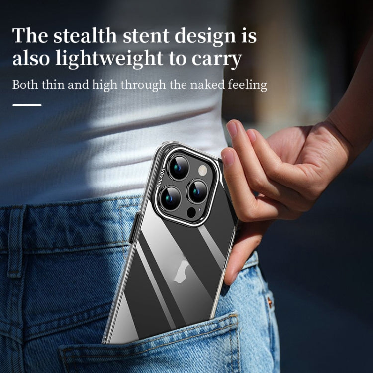 For iPhone 16 Pro SULADA PC + Aluminum Alloy Lens Holder Phone Case(Black)