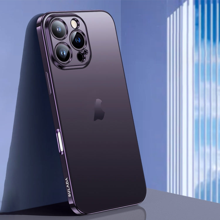 For iPhone 16 Pro Max SULADA Natural Color Series Electroplating Frosted TPU Phone Case(Dark Purple)