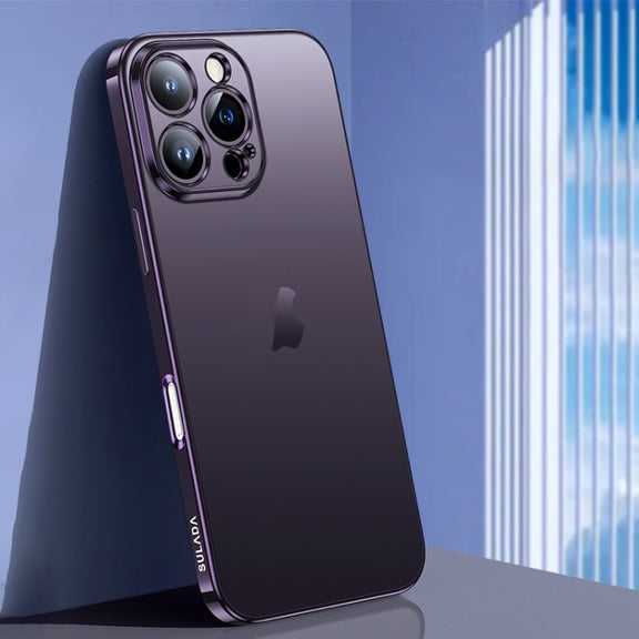 For iPhone 16 Pro Max SULADA Natural Color Series Electroplating Frosted TPU Phone Case(Dark Purple)