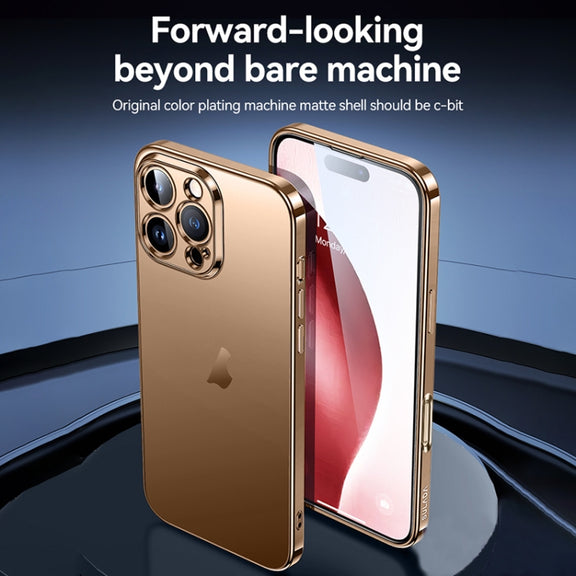 For iPhone 16 Pro Max SULADA Natural Color Series Electroplating Frosted TPU Phone Case(Black)