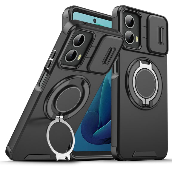 For Motorola Moto G 5G 2024 Sliding Camshield Ring Holder Phone Case(Black)