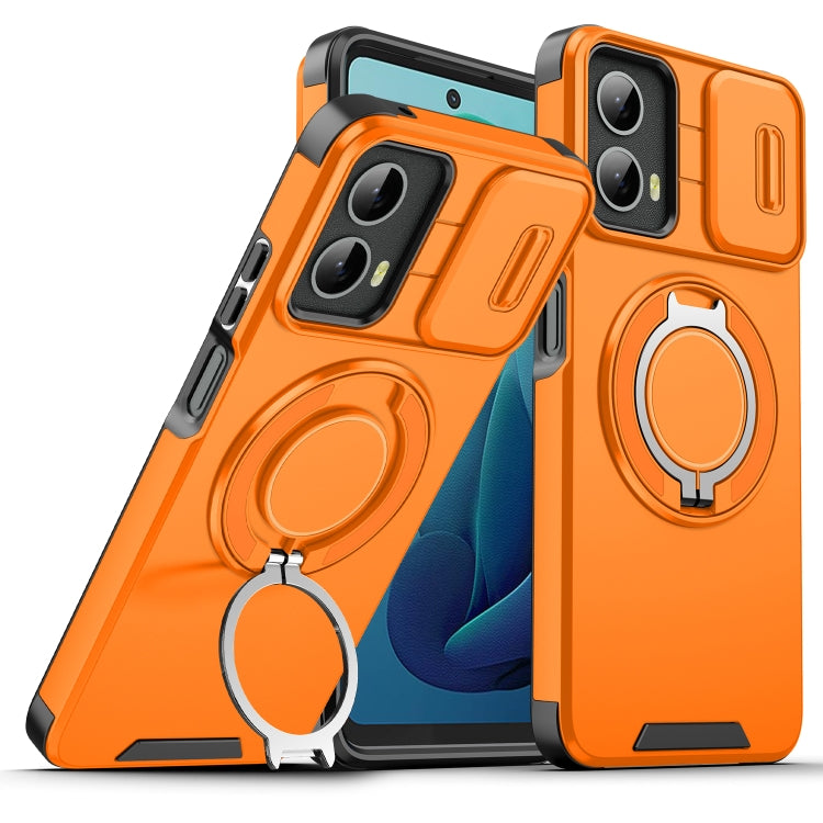 For Motorola Moto G 5G 2024 Sliding Camshield Ring Holder Phone Case(Orange)