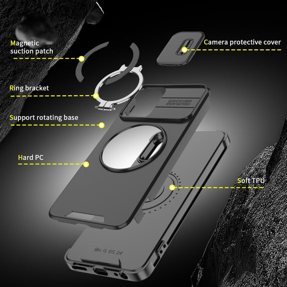For Motorola Moto G 5G 2024 Sliding Camshield Ring Holder Phone Case(Blue)